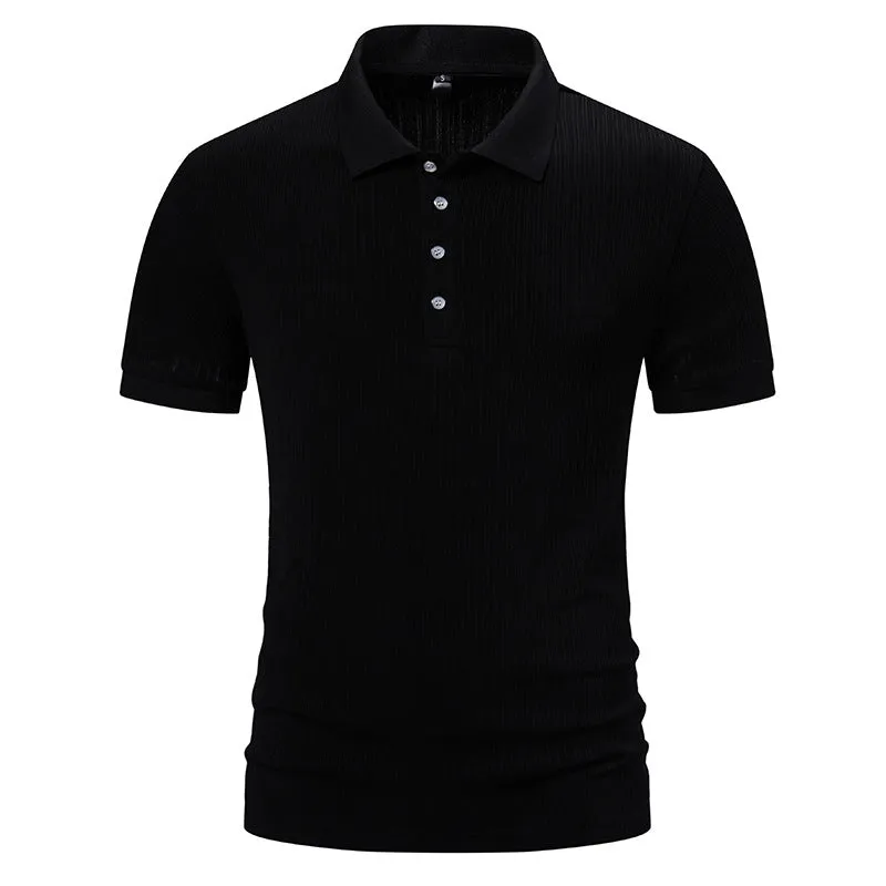 Men Turnover Collar Buttons Short Sleeves T-Shirt