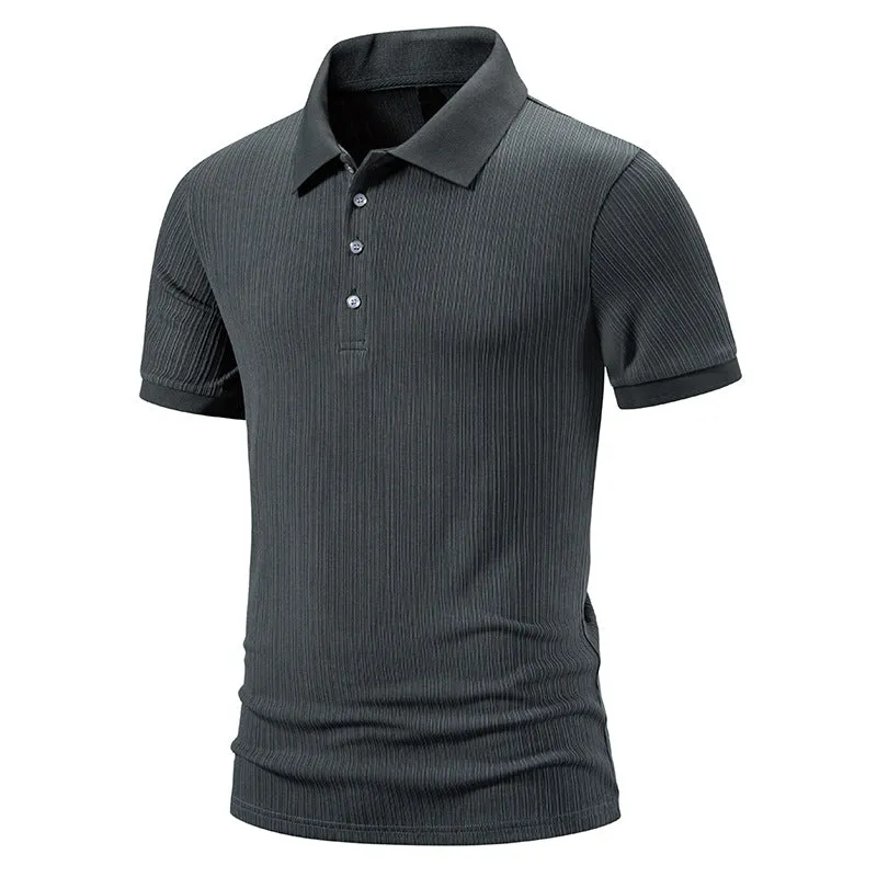 Men Turnover Collar Buttons Short Sleeves T-Shirt