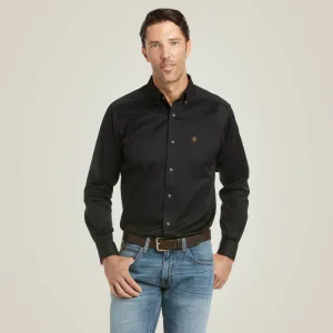 Men's Ariat Solid Black Twill Fitted Shirt - 10034229