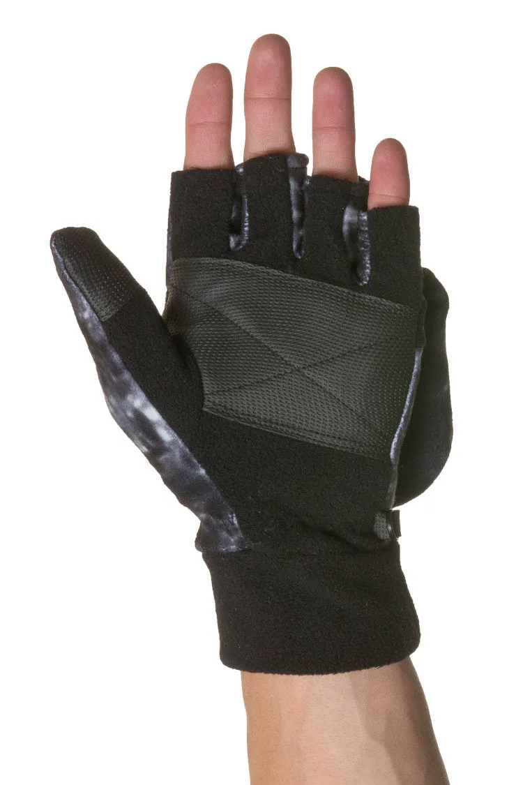 Mens Camo Polar Fleece Fingerless Glove Mitten | Aqua Design