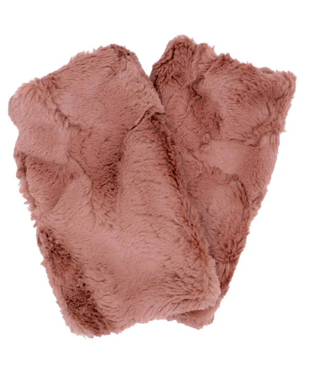 Men's Fingerless / Texting Gloves, Reversible - Frosted Faux Furs