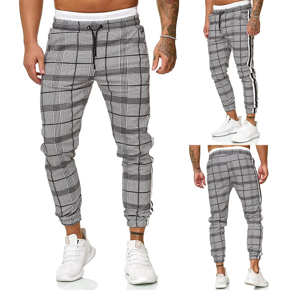 Men's Plaid & Stripe Drawstring Pants