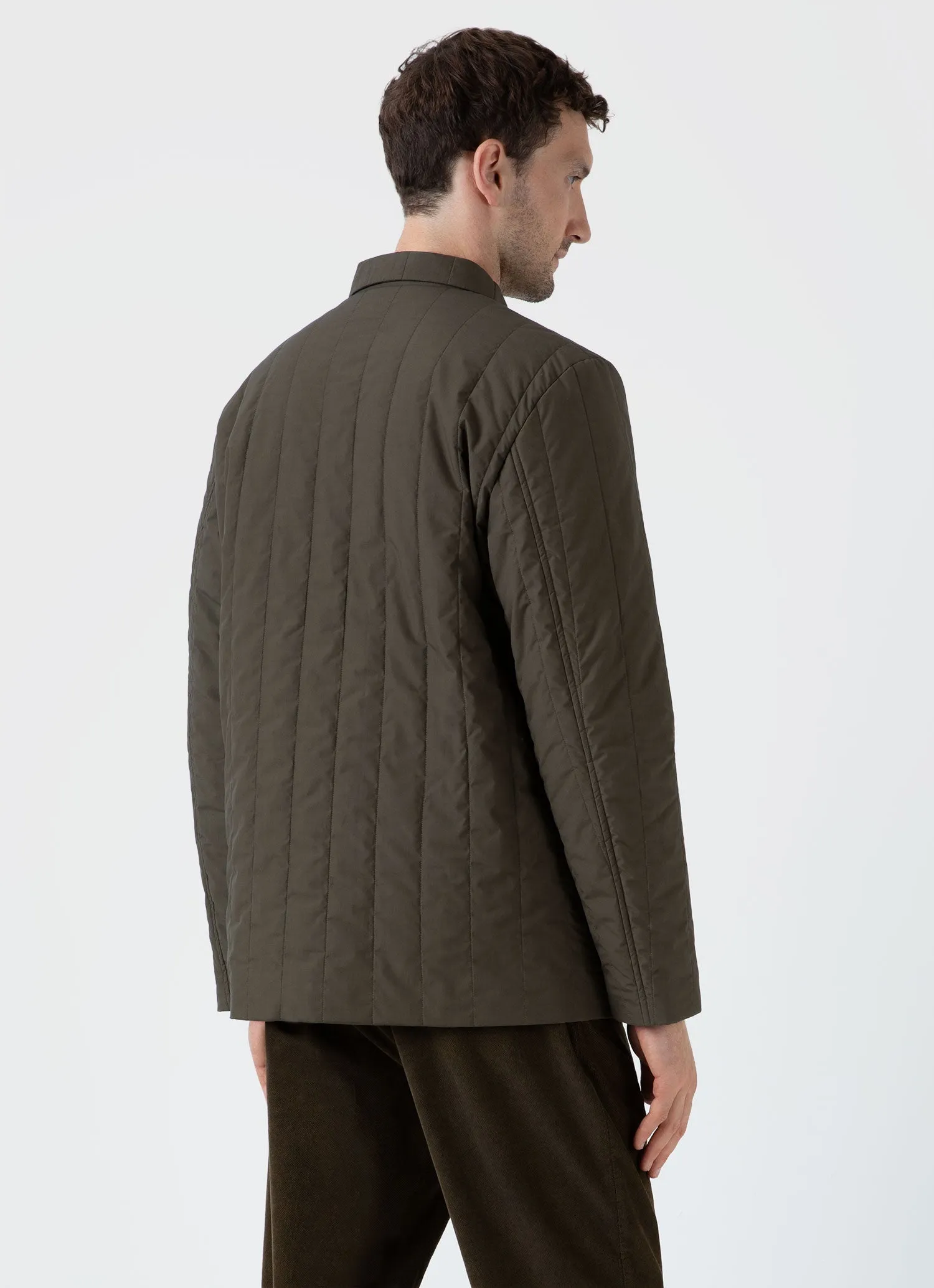 Men's Quilted Twin Pocket Jacket in Dark Olive