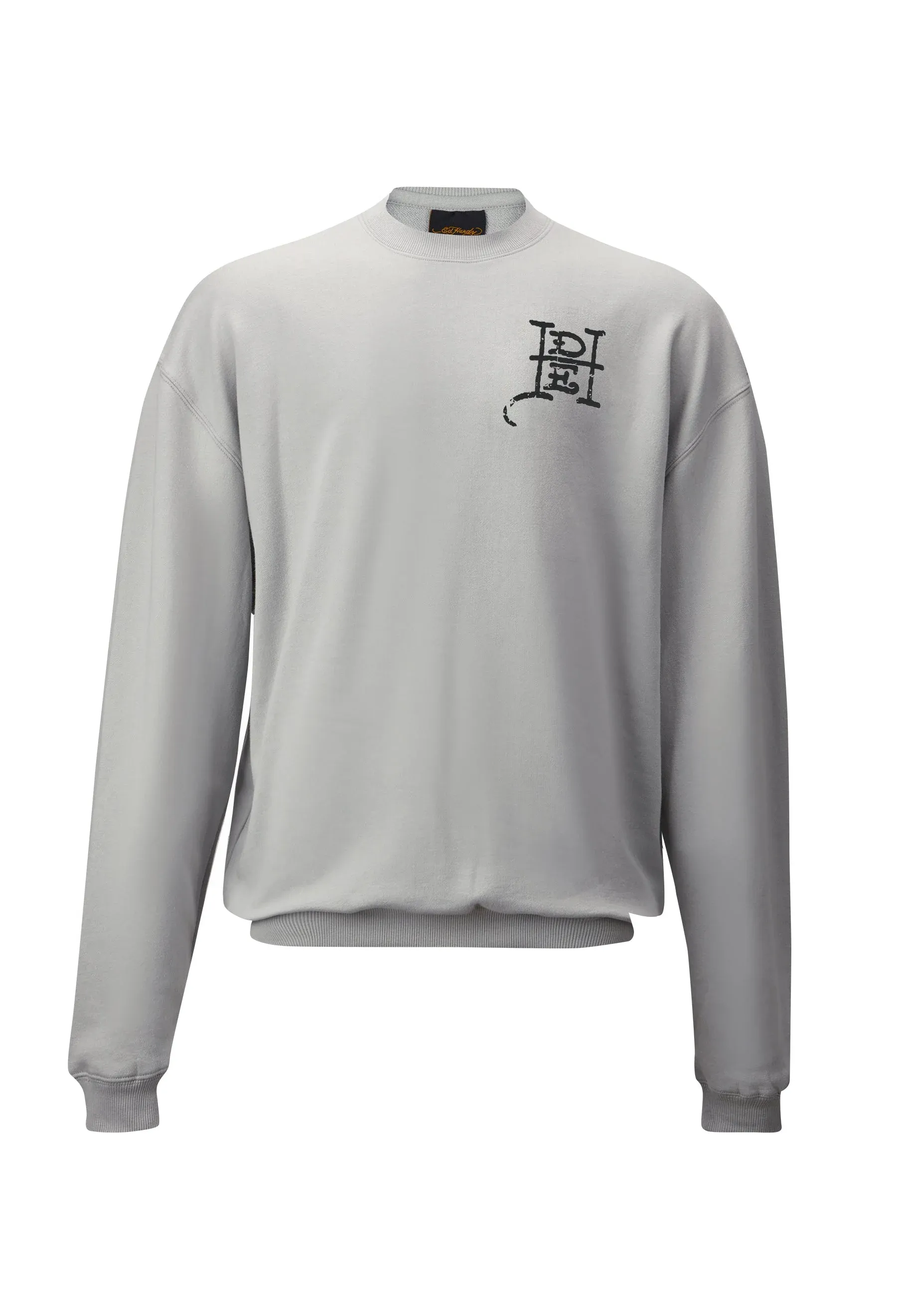 Mens Slow-Love Graphic Crew Neck Sweatshirt - Grey