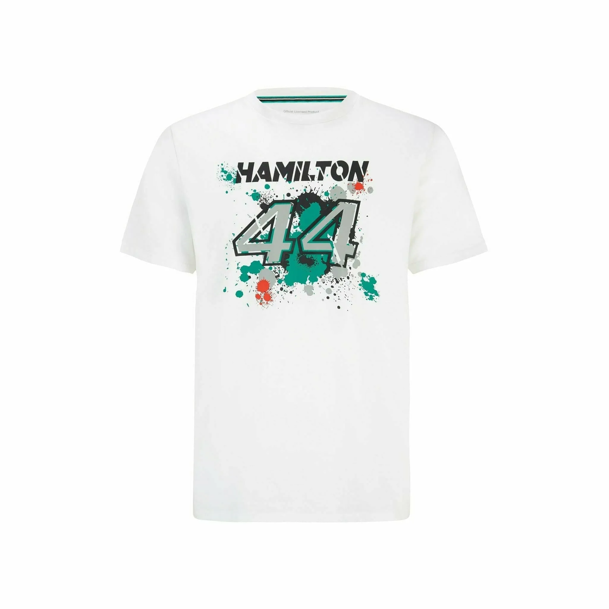 Mercedes Benz AMG Petronas F1 Men's Lewis Hamilton #44 T-Shirt -Black/White