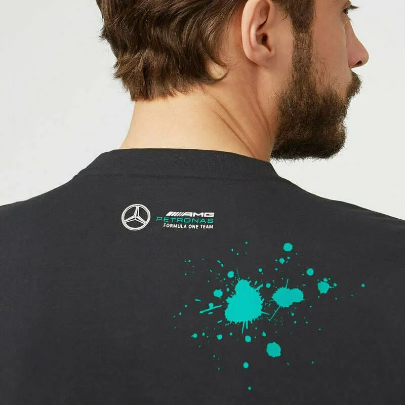 Mercedes Benz AMG Petronas F1 Men's Lewis Hamilton #44 T-Shirt -Black/White