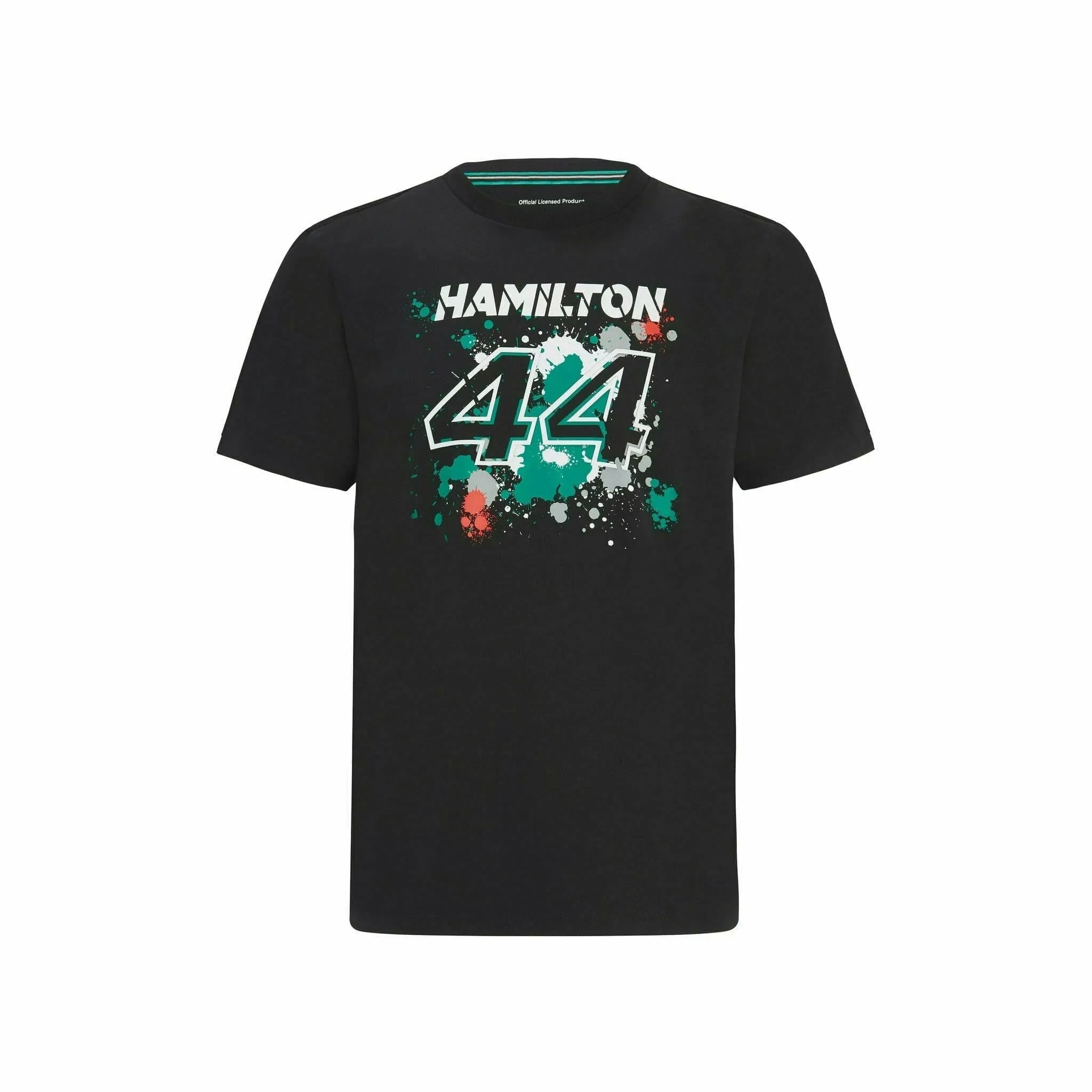 Mercedes Benz AMG Petronas F1 Men's Lewis Hamilton #44 T-Shirt -Black/White