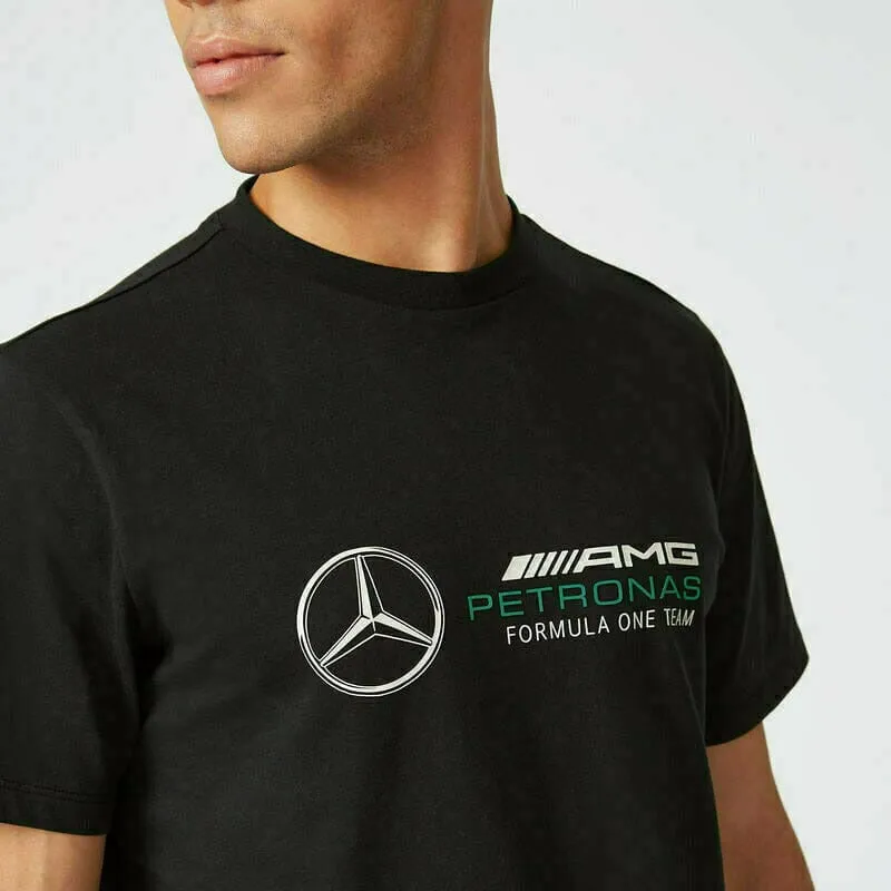 Mercedes Benz AMG Petronas F1 Unisex Large Logo T-Shirt - Black/Gray/White