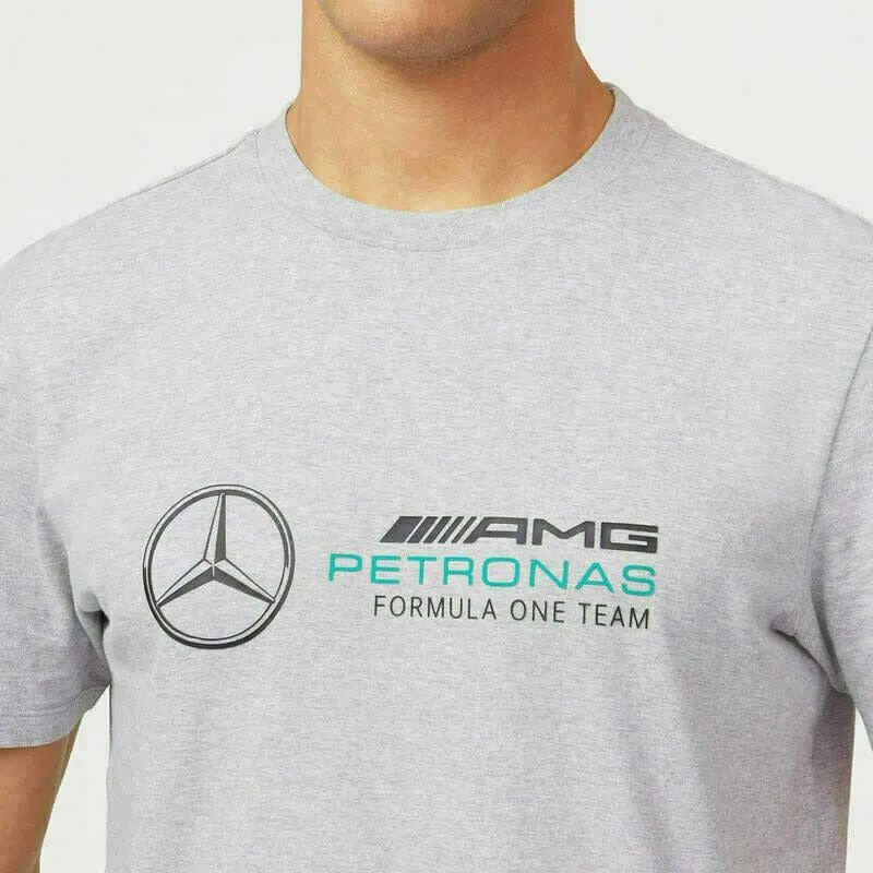 Mercedes Benz AMG Petronas F1 Unisex Large Logo T-Shirt - Black/Gray/White