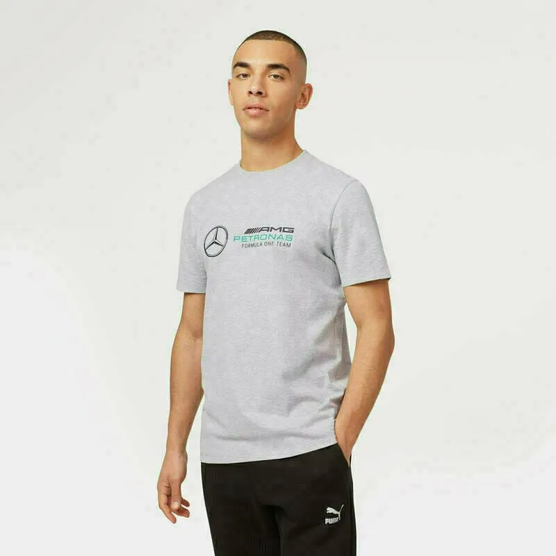 Mercedes Benz AMG Petronas F1 Unisex Large Logo T-Shirt - Black/Gray/White