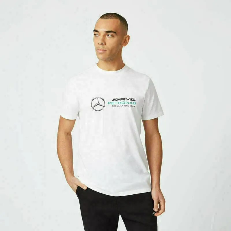 Mercedes Benz AMG Petronas F1 Unisex Large Logo T-Shirt - Black/Gray/White