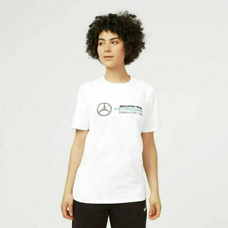 Mercedes Benz AMG Petronas F1 Unisex Large Logo T-Shirt - Black/Gray/White