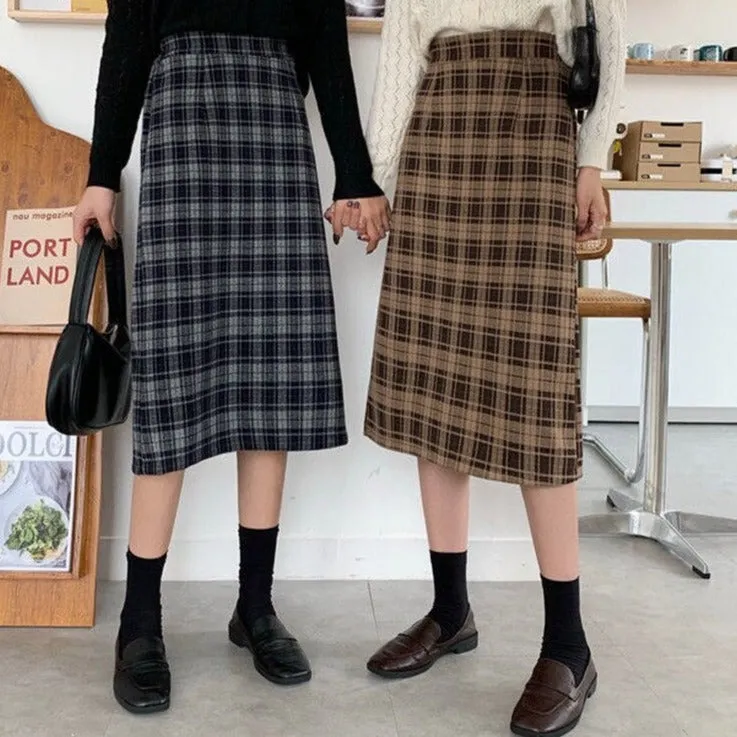 Midi Skirt With Plaid Pattern