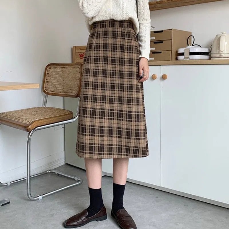 Midi Skirt With Plaid Pattern