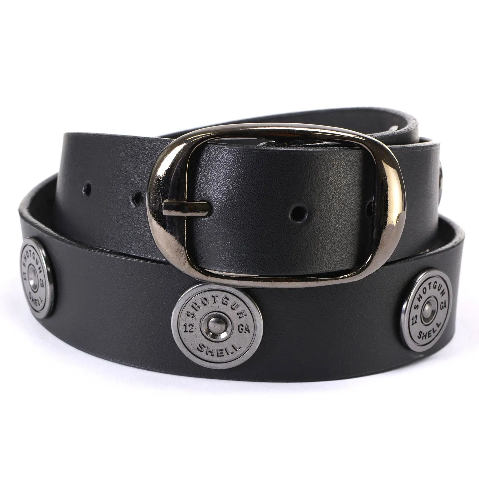 Milwaukee Leather MP7111 Men's Black Premium Leather 1.5 Inch Wide Belt with 12 Gauge Shell Emblems