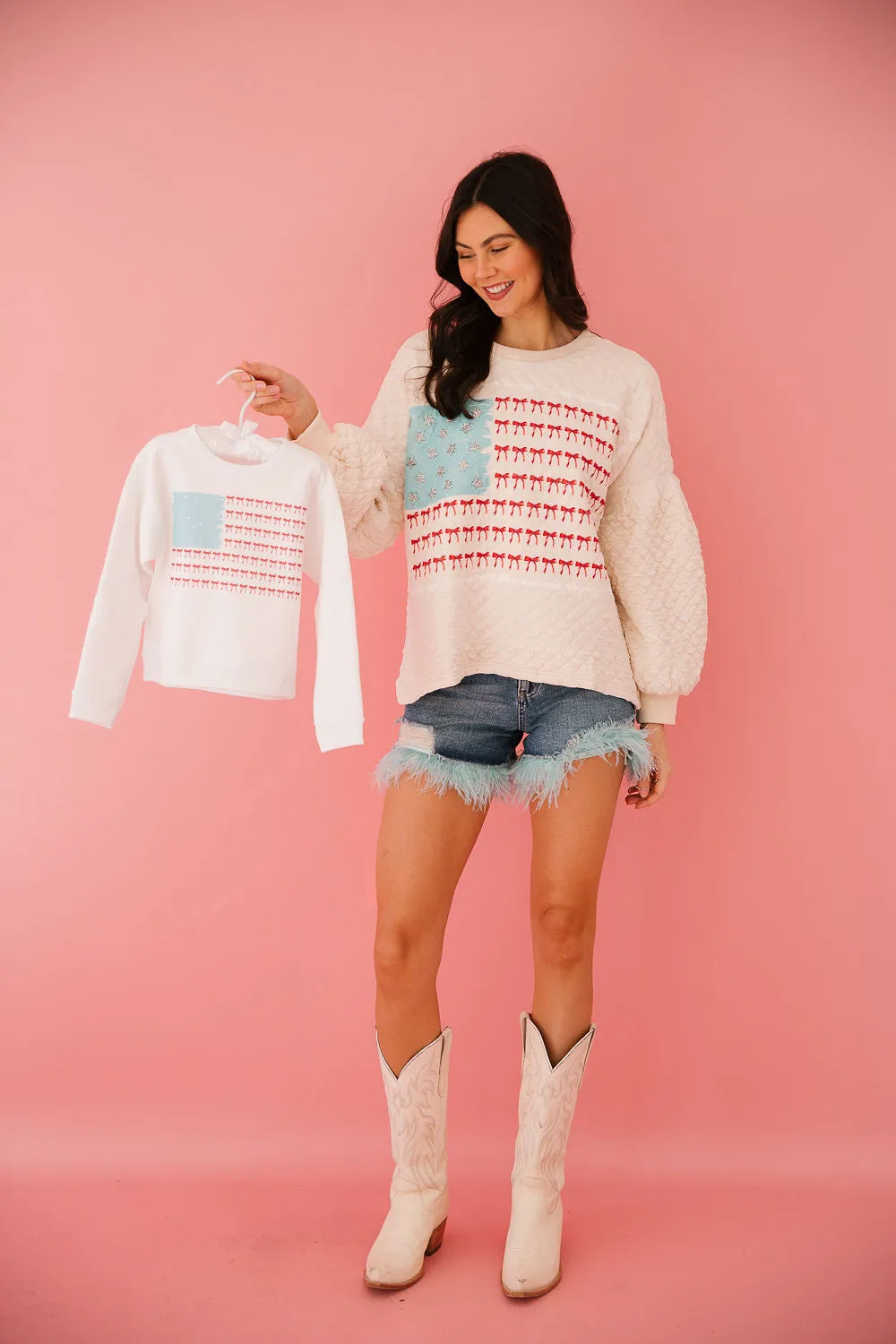 MINI KIDS USA BOW FLAG PULLOVER