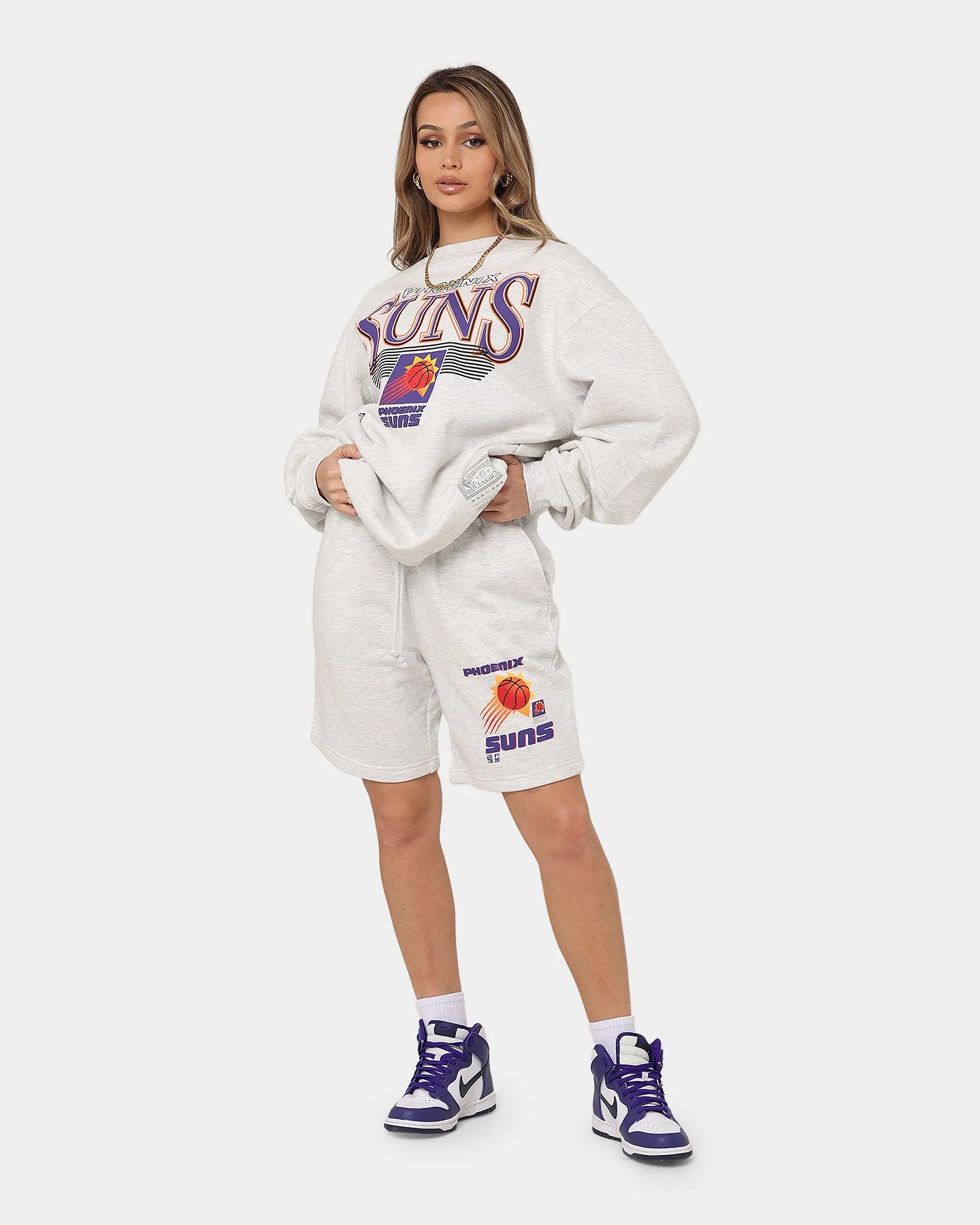 Mitchell & Ness Women's Phoenix Suns Underscore Crewneck White Marle