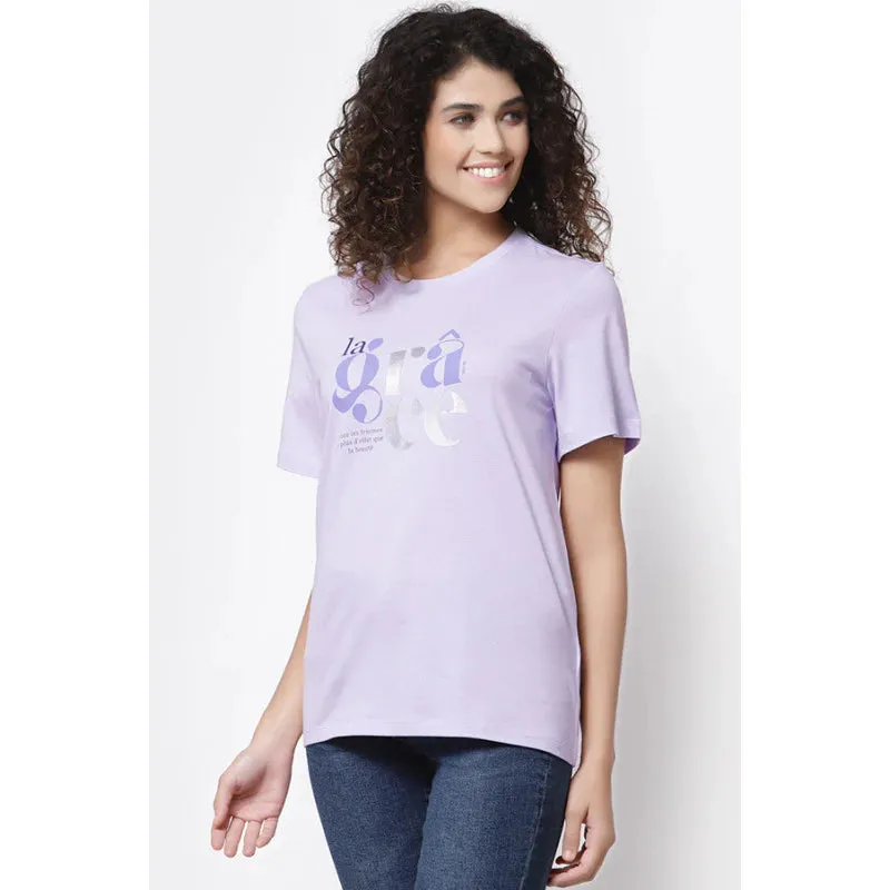 Mode By RedTape Women Lavender Round Neck T-Shirt