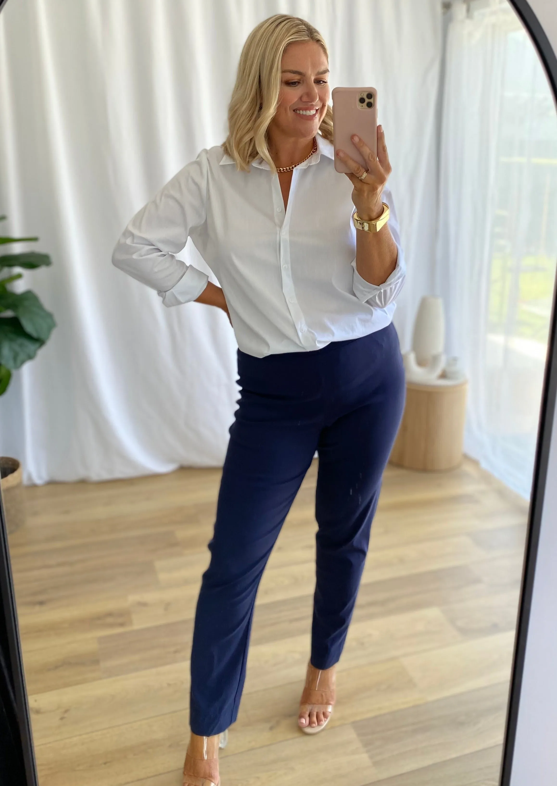 Narrow Miracle Bengaline Pants in French Navy