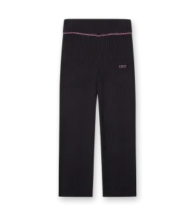 Off Stamp Ribbed-Knit Trousers Black