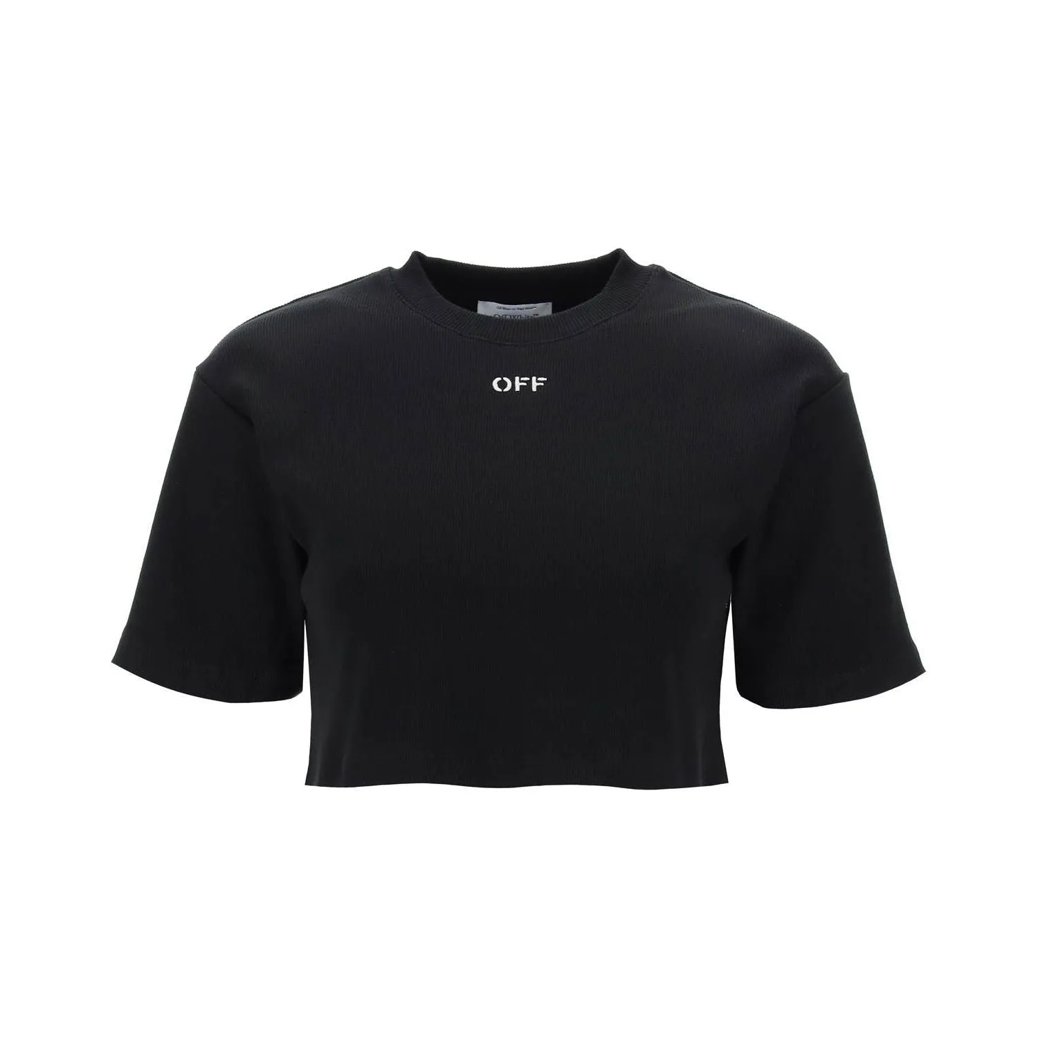 Off-White cropped t-shirt with off embroidery