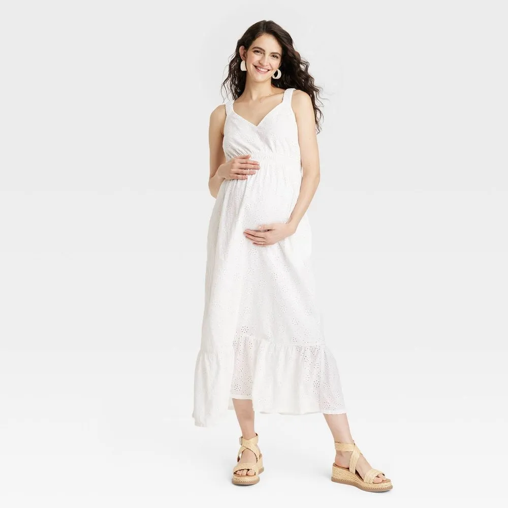 Open Box - Isabel Maternity Women's Sleeveless Maxi Maternity Dress