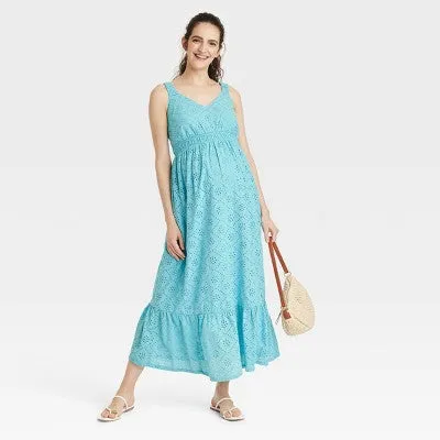 Open Box - Isabel Maternity Women's Sleeveless Maxi Maternity Dress