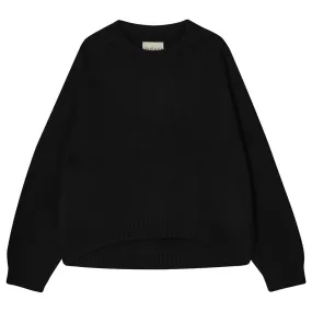 Oversize Heavy Cashmere Crew in Black