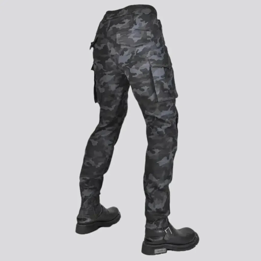 Painted men's biker jeans