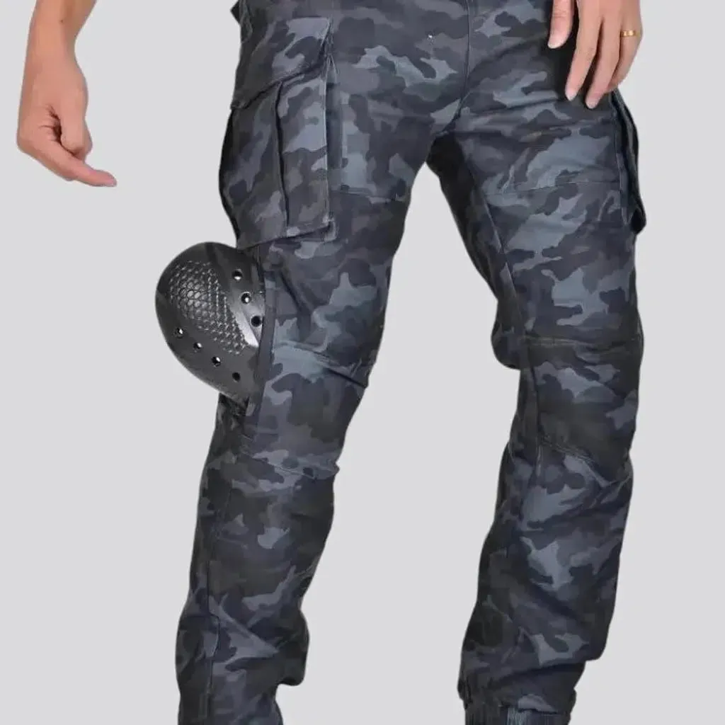 Painted men's biker jeans