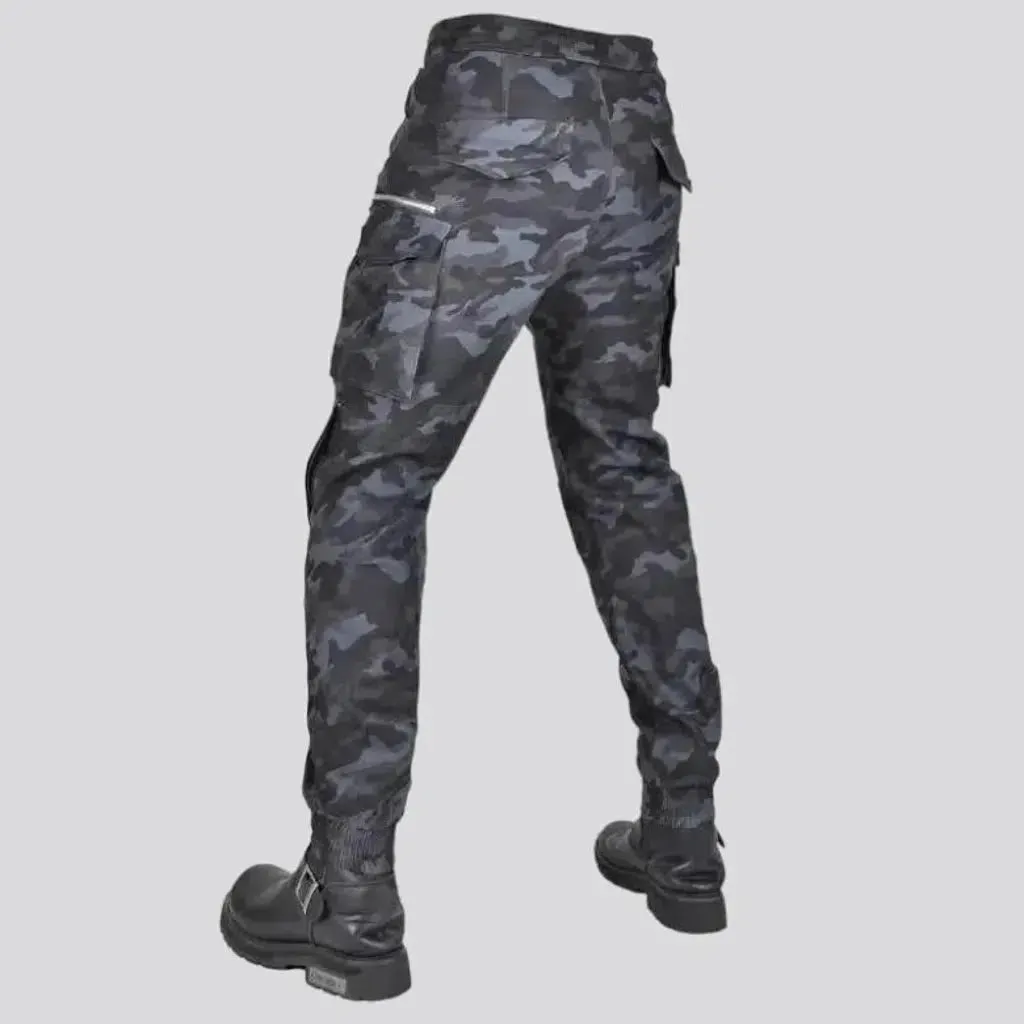 Painted men's biker jeans