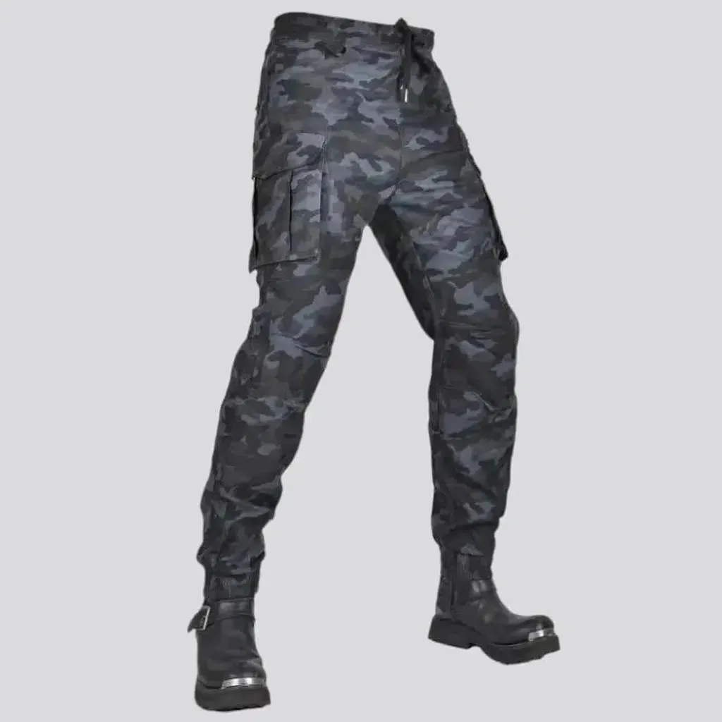 Painted men's biker jeans