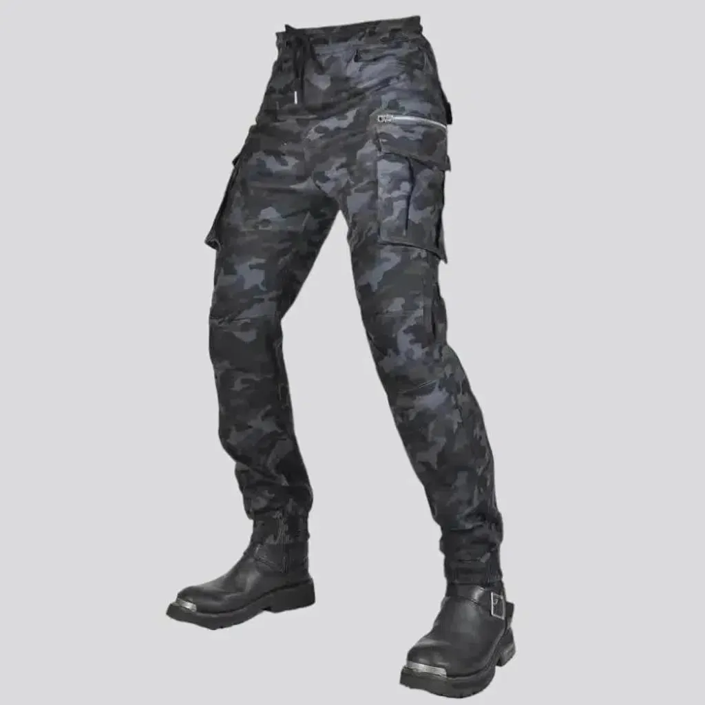 Painted men's biker jeans