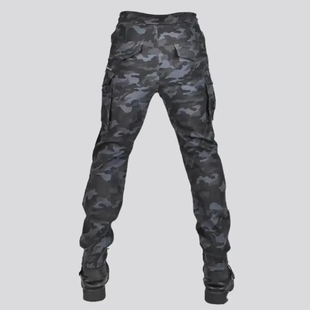 Painted men's biker jeans