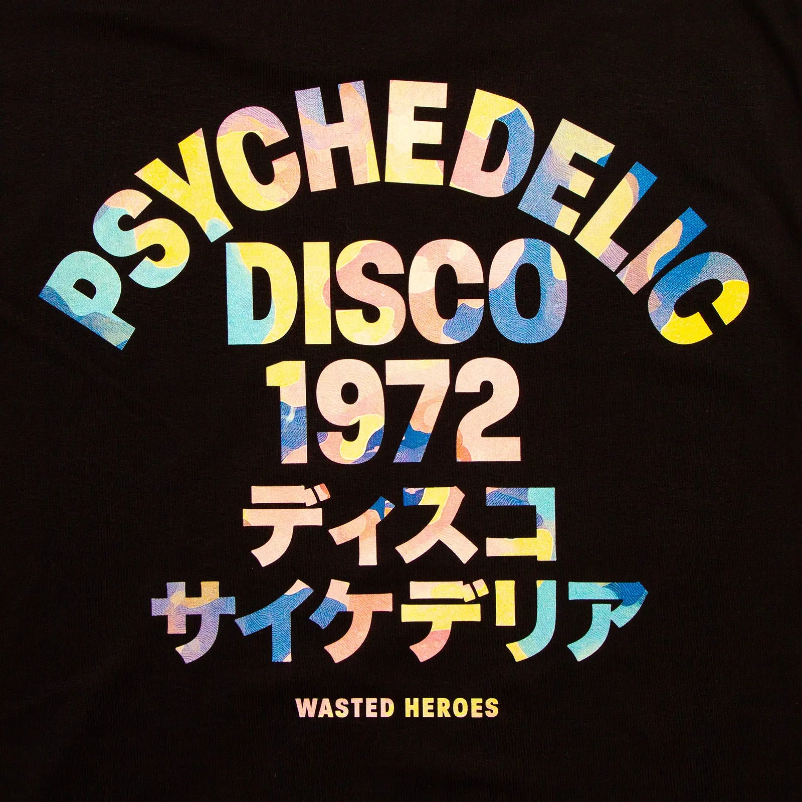 Pastel Camo 1972 Psychedelic Disco Back Print - Tshirt - Black