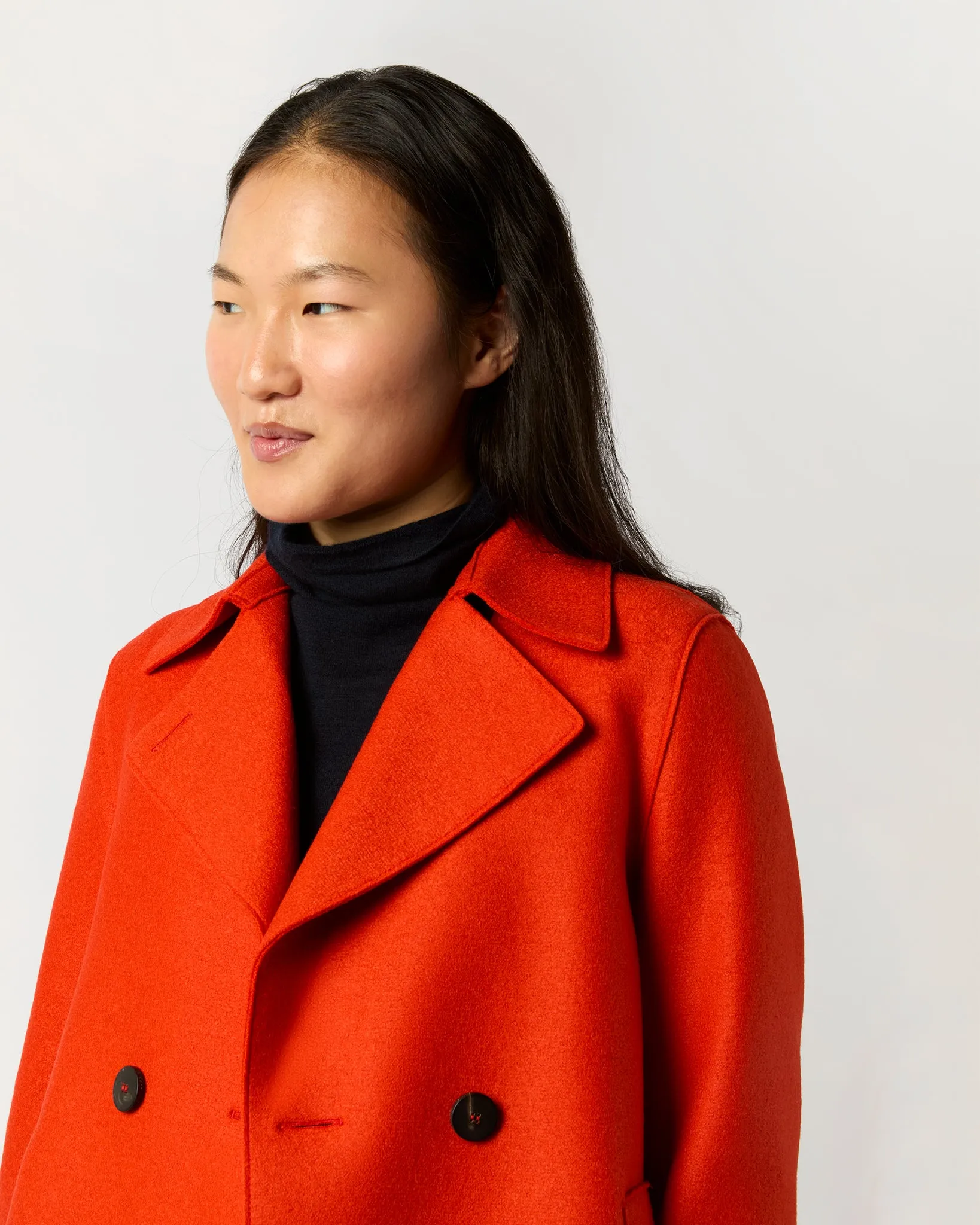 Peacoat in Red/Orange Wool