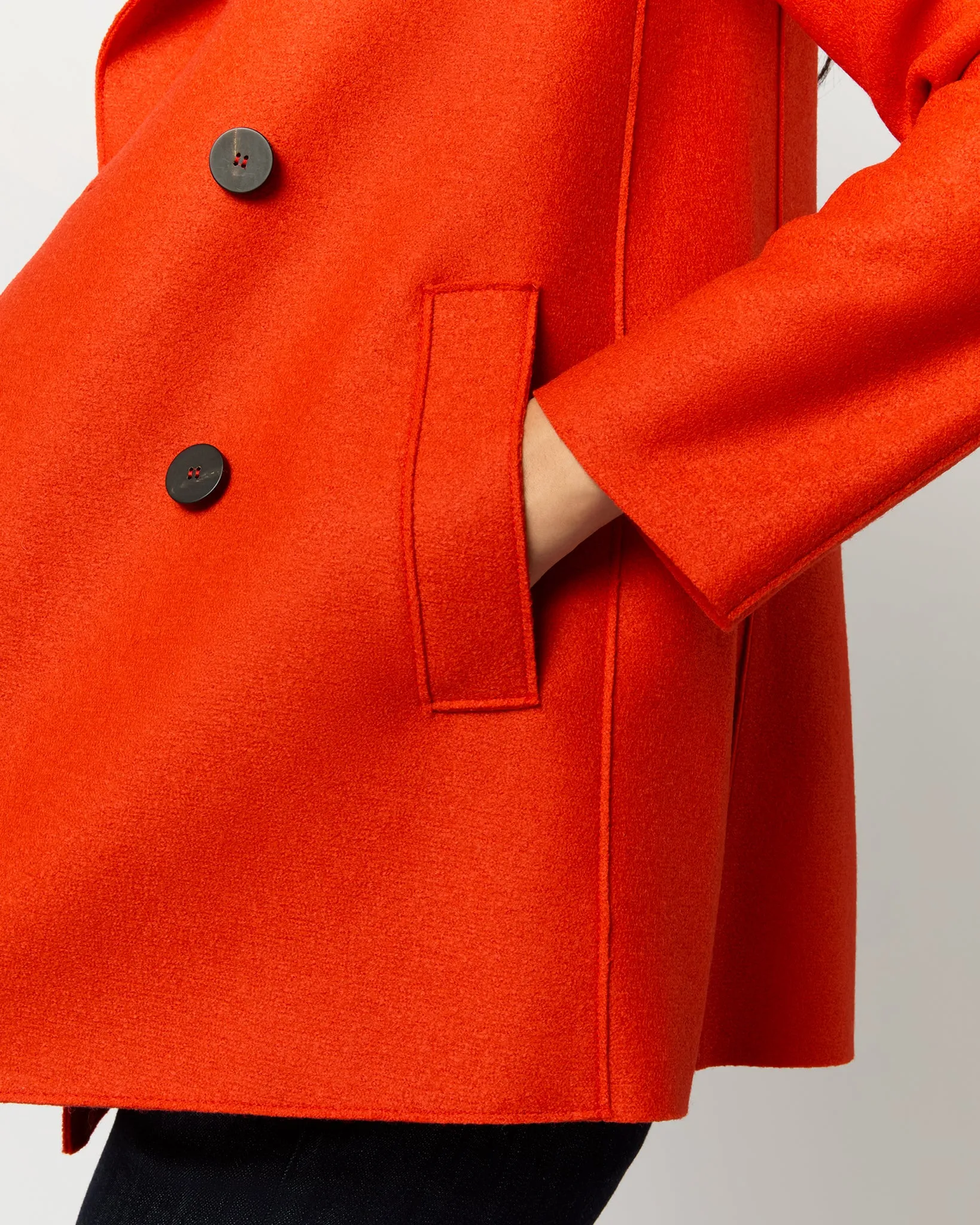 Peacoat in Red/Orange Wool