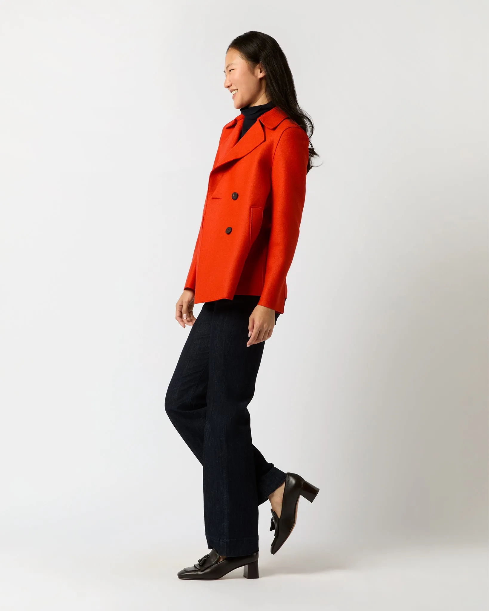 Peacoat in Red/Orange Wool