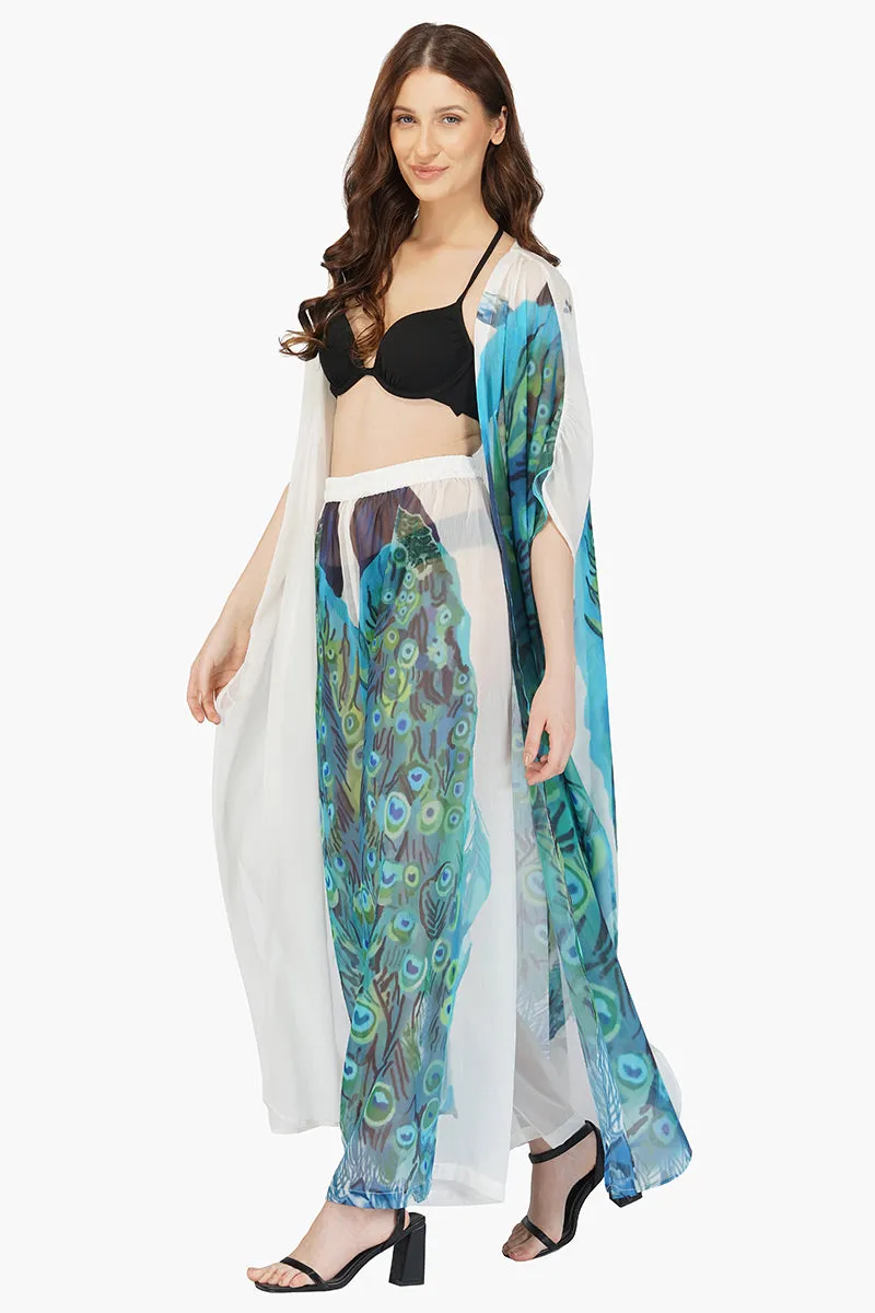 Peacock Chiffon Cover Up Pants