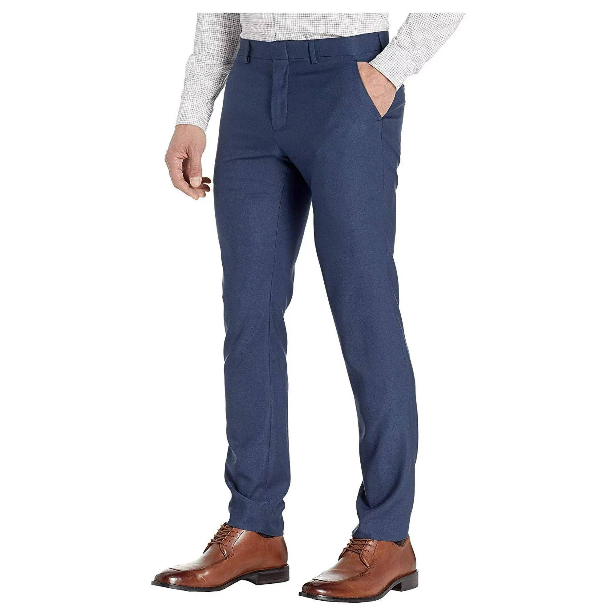 Perry Ellis Portfolio Mens Slim-Fit Flat Front Dress Pants 34W x 30L Dusty Blue