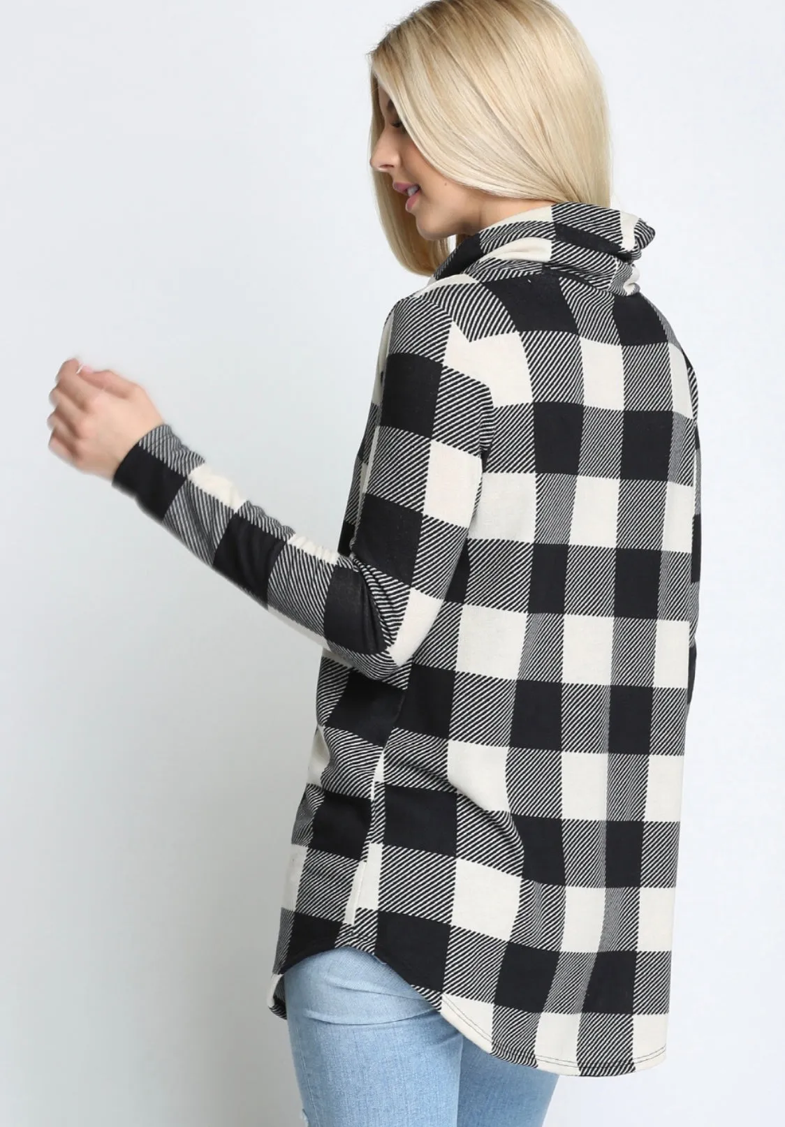 Plaid Cowl Neck Tunic