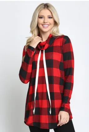 Plaid Cowl Neck Tunic