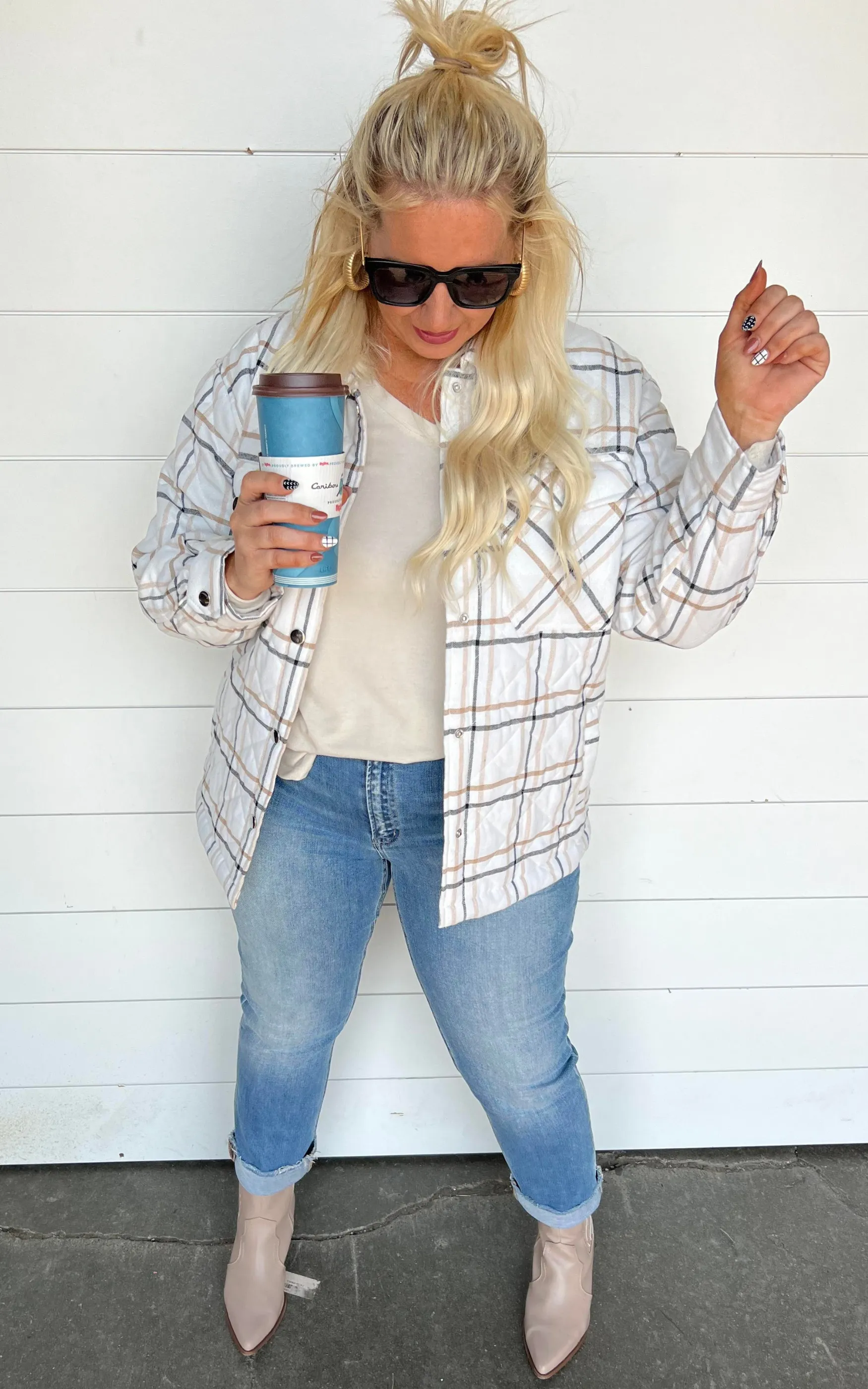 Plaid Print Quilted Shacket