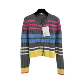 Pre Order:  Vintage Striped Twisted Knit Cardigan