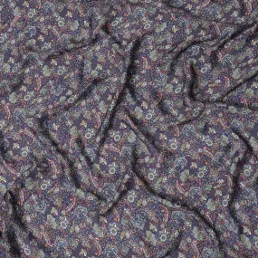 Premium Indian Modal Satin Fabric - Floral Paisley, 110cm Width - Buy in Meters Online-D17970