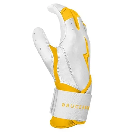 PREMIUM PRO CHROME Series Long Cuff Batting Gloves | YELLOW