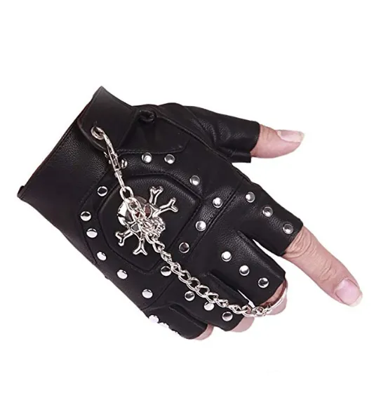 Pu leather gloves punk hip-hop rivet half finger leather gloves-Leather Gloves for Mens -  luxury leather gloves-Leather Gloves for Mens Black Leather Touch Screen Gloves  dents gloves  formal leather gloves  luxury leather gloves