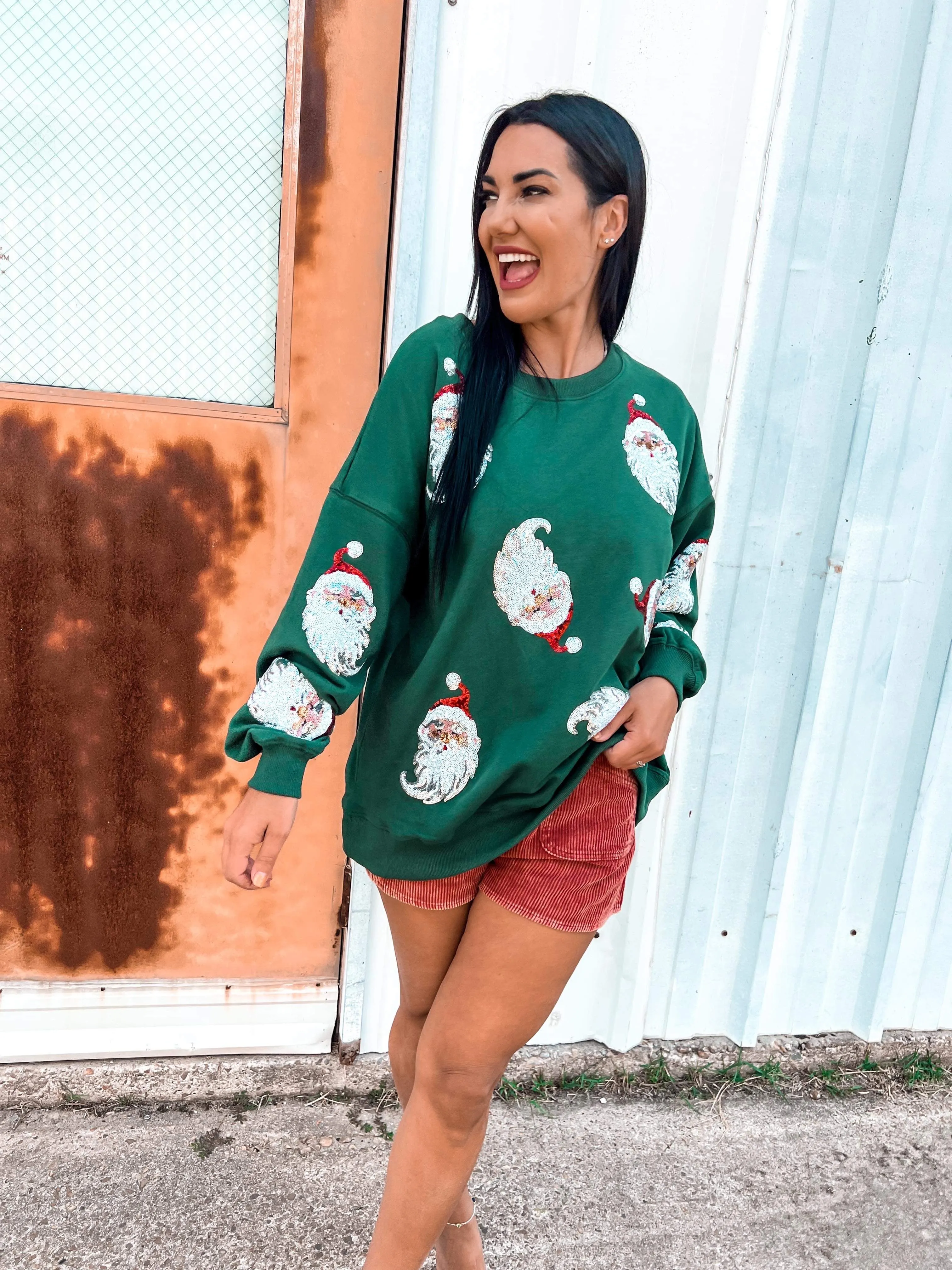 Queen Of Sequin Santa Pullover