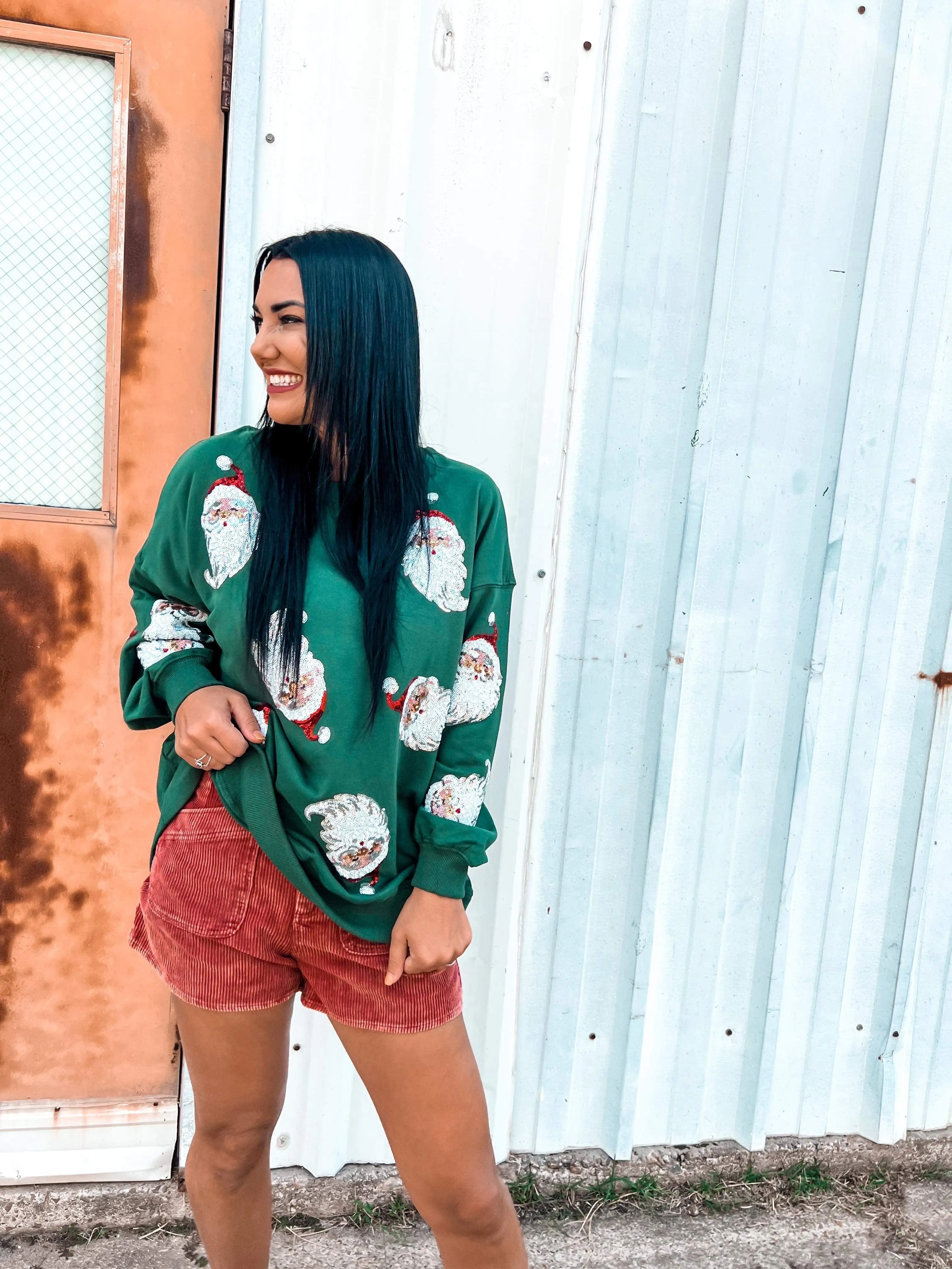 Queen Of Sequin Santa Pullover