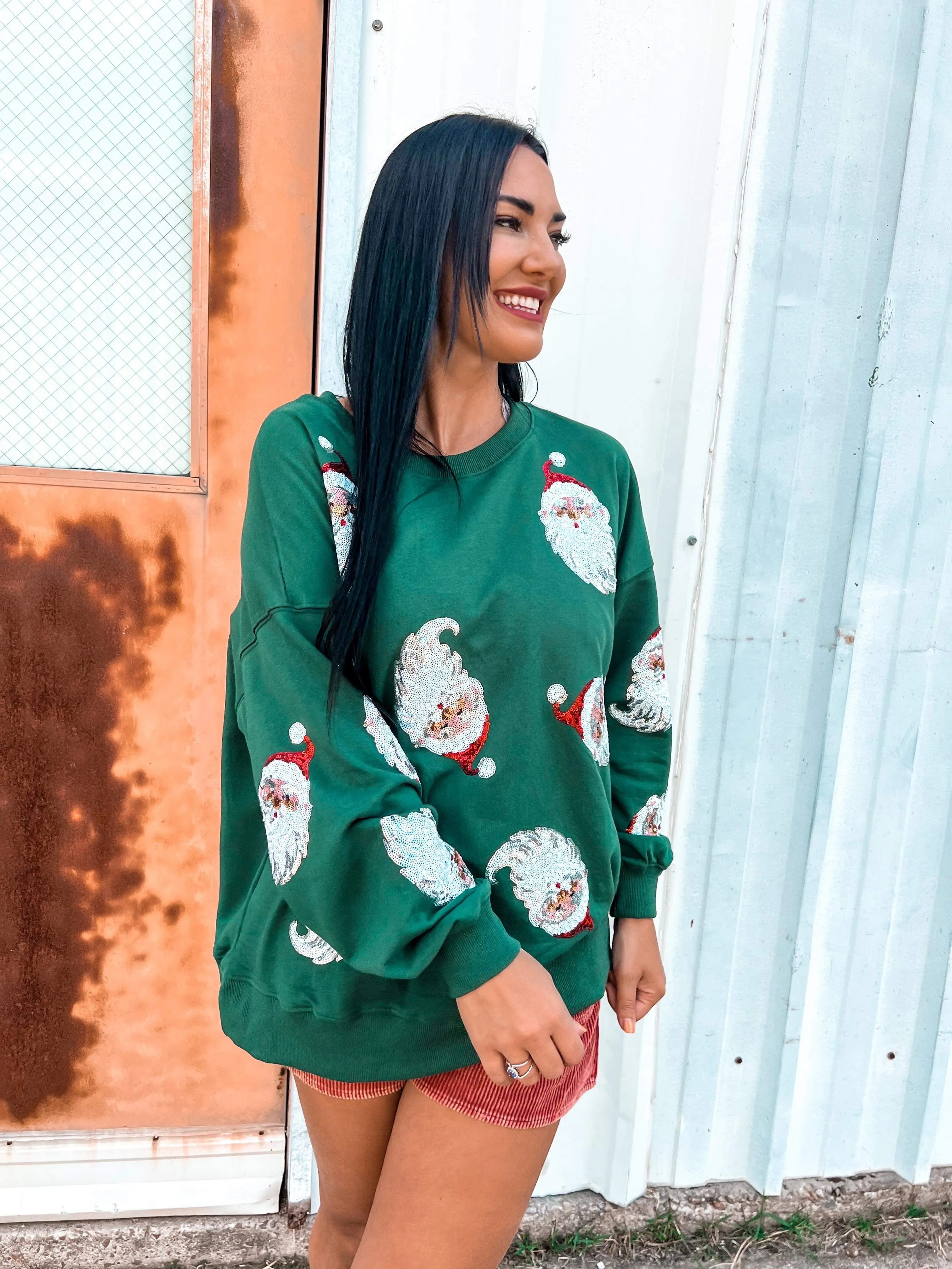 Queen Of Sequin Santa Pullover